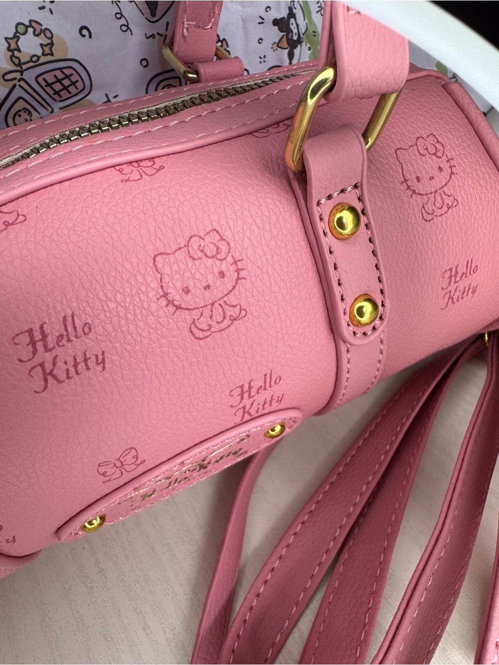 Hello Kitty Pink Barrel Mini Shoulder Bag with Gold Hardware - Picture 6 of 8